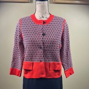 Ann Taylor Red and Blue Knit Cardigan